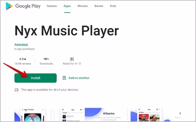 Installere app på skrivebordet i Play Store