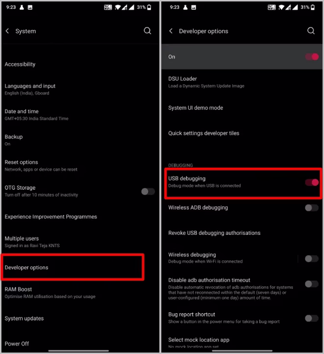 Aktivere USB-feilsøking på Android