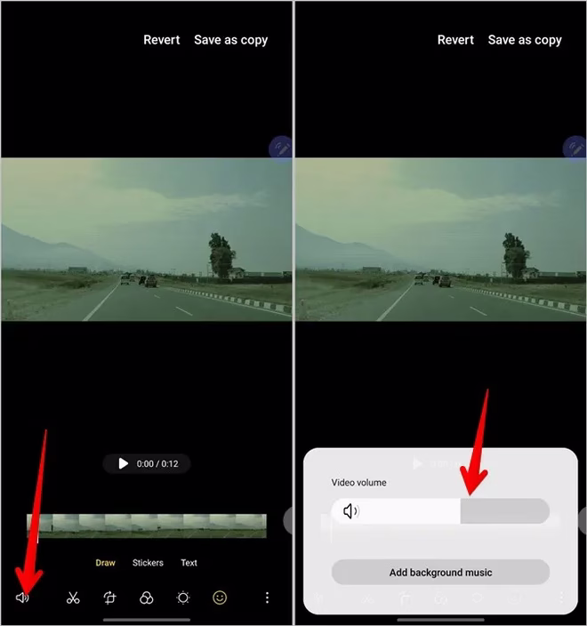 Samsung Edytuj wideo Głośność dźwięku
