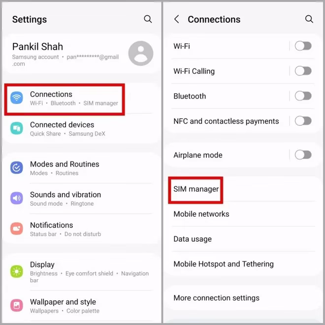 SIM Manager på Samsung Galaxy Phone