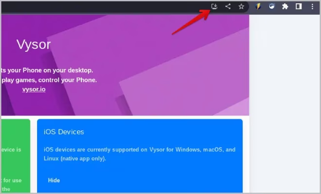 Installere Vysor Web App