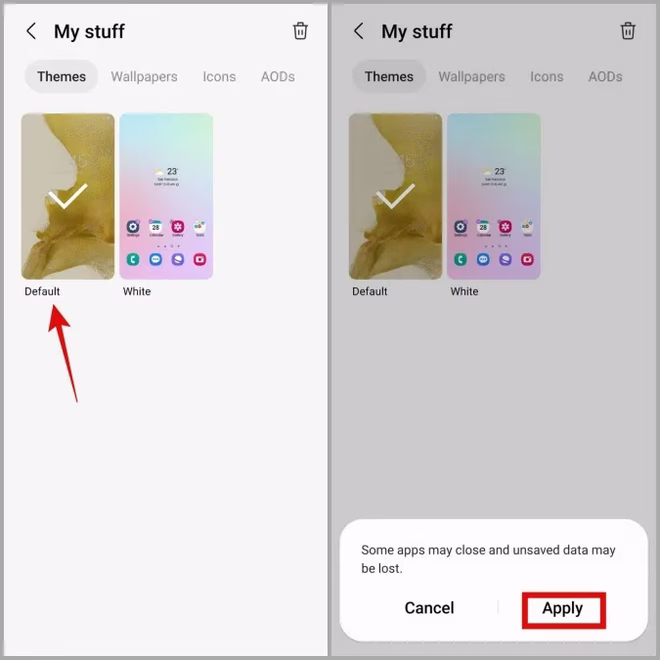 Bruk standardtema på Android-telefoner