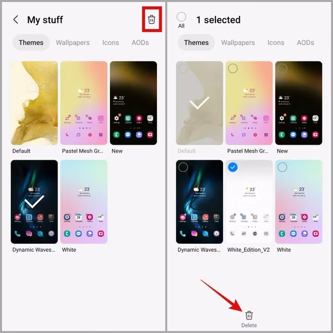 Usuwanie motywów na telefonie Samsung