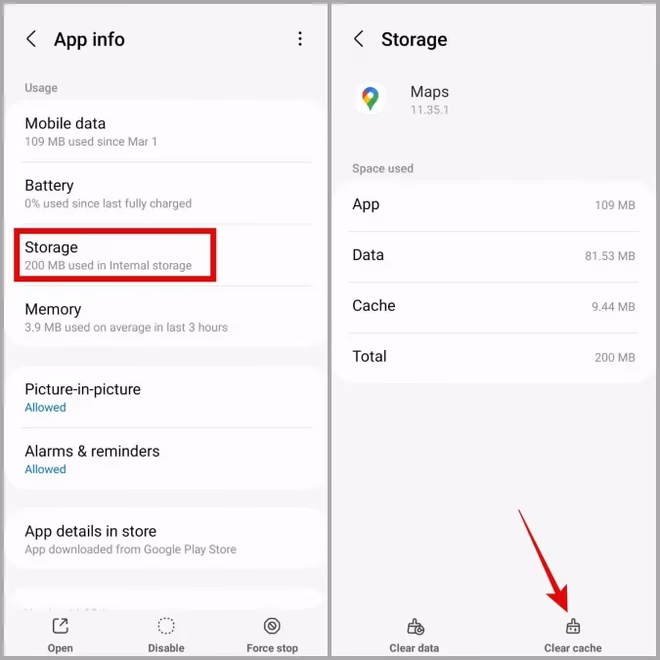Tøm hurtigbuffer for Google Maps på Android