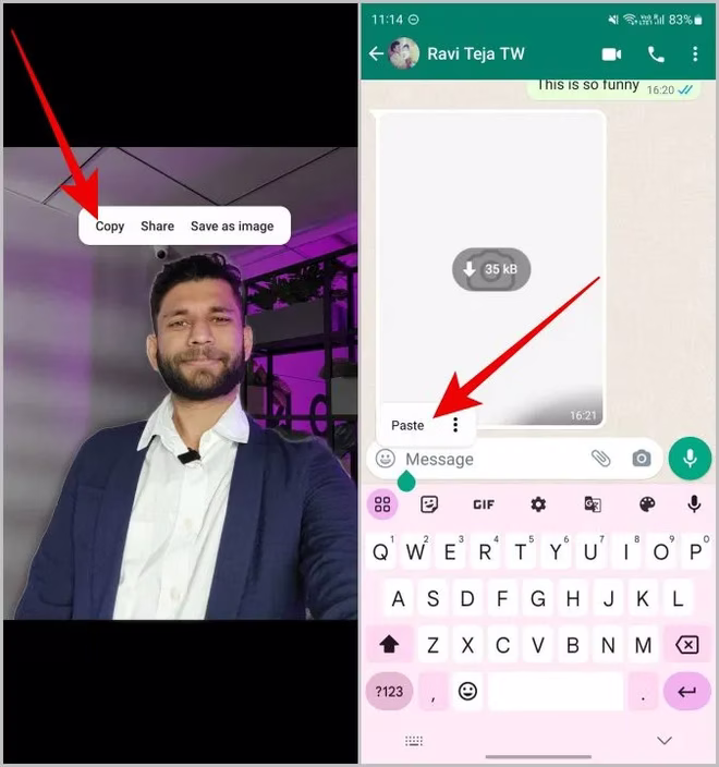 kopiere motiv fra et bilde uten bakgrunn i Samsung Gallery-appen