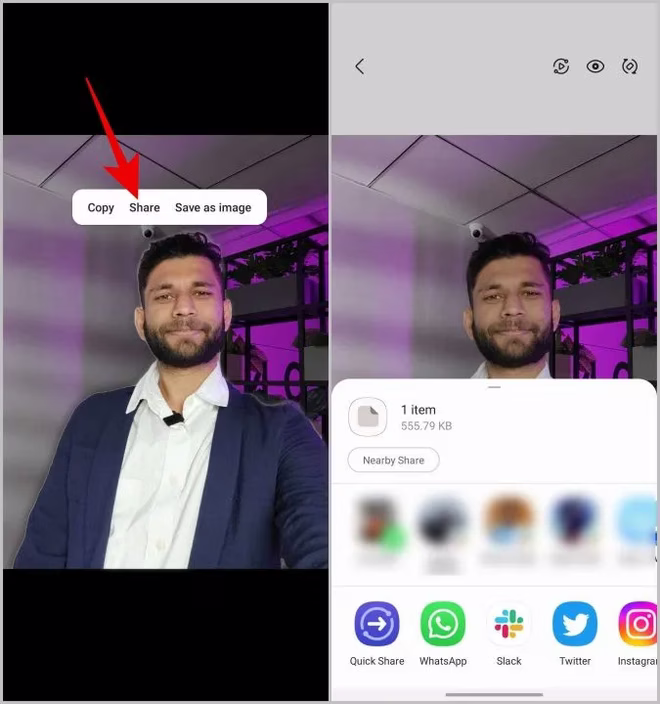 dele motivet fra et bilde uten bakgrunn i samsung gallery-appen