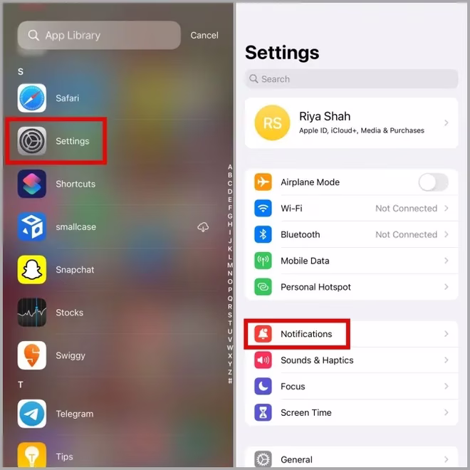 Varslingsinnstillinger på iPhone