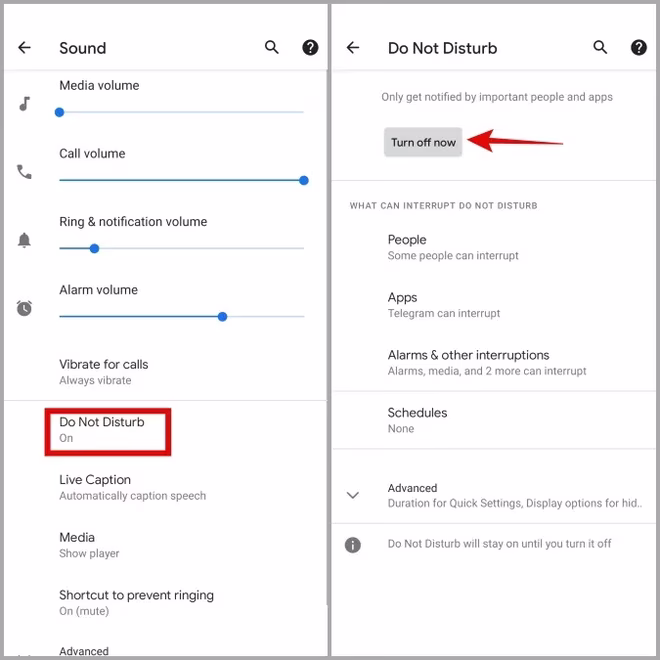 Slå av Ikke forstyrr på Android
