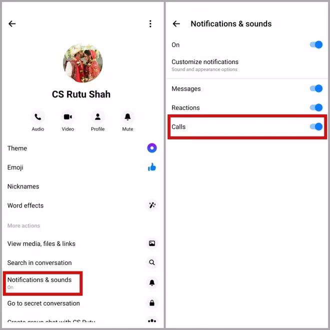 Slå av lyden til en kontakt på Facebook Messenger