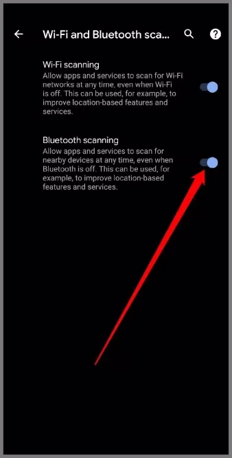 Slå av Bluetooth-skanning på Android