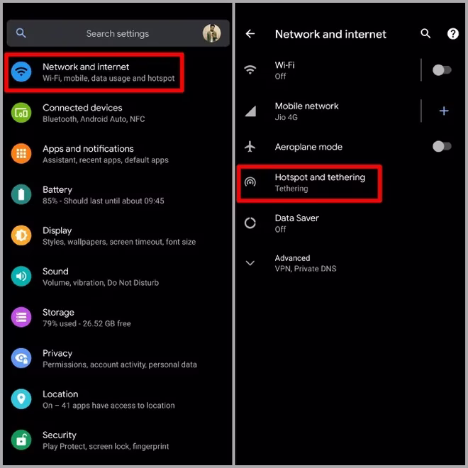 Hotspot og internettilknytning på Android