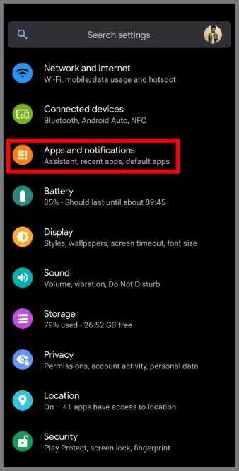 Apper og varsler på Android