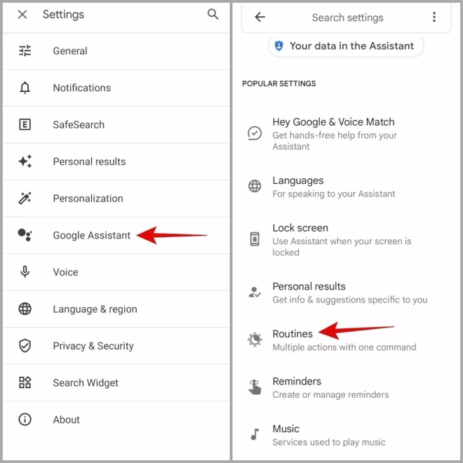 Google Assistent-rutiner på Android