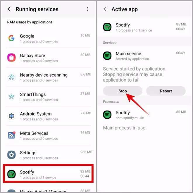Stoppe apptjenester på Android-telefoner