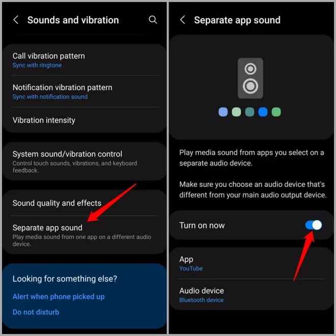 Slå av separat app-lyd