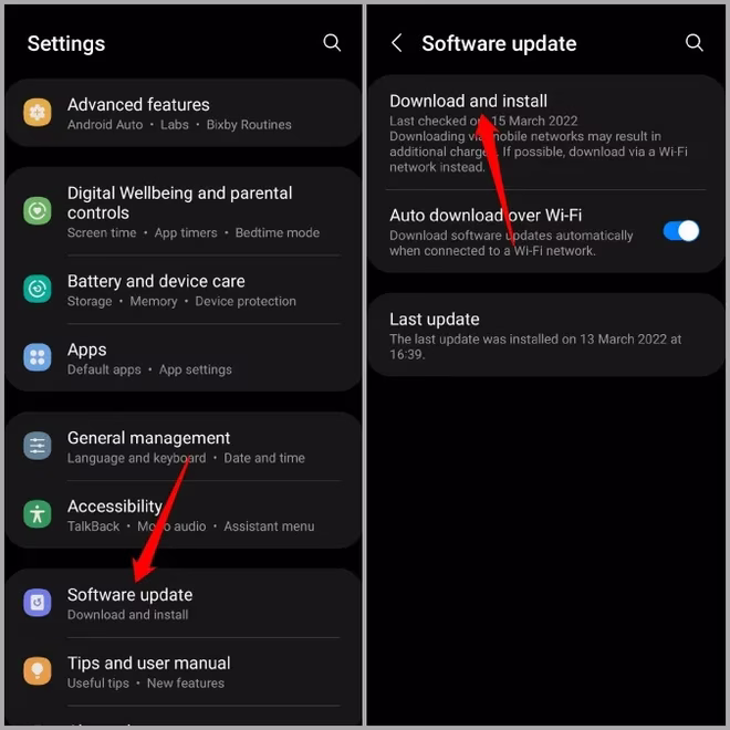 Programvareoppdatering på Samsung Phone