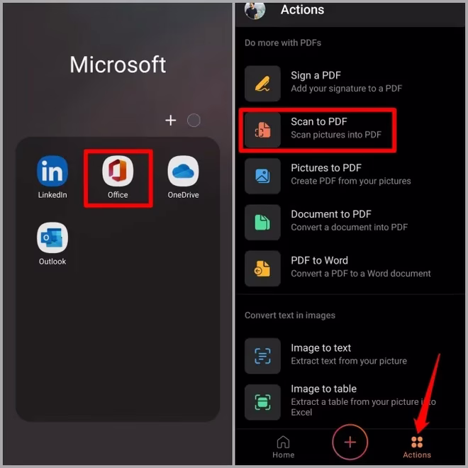 Сканирование документов в приложении Microsoft Office
