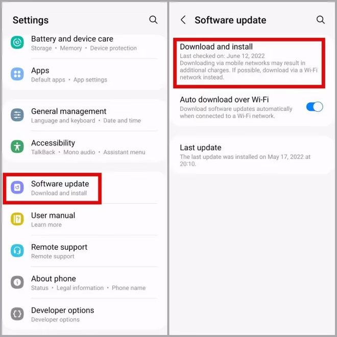 Se etter programvareoppdateringer på Samsung Phone