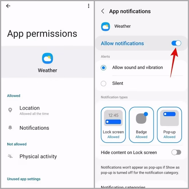 Aktivere tillatelser for vær-appen på Samsung Galaxy Phone