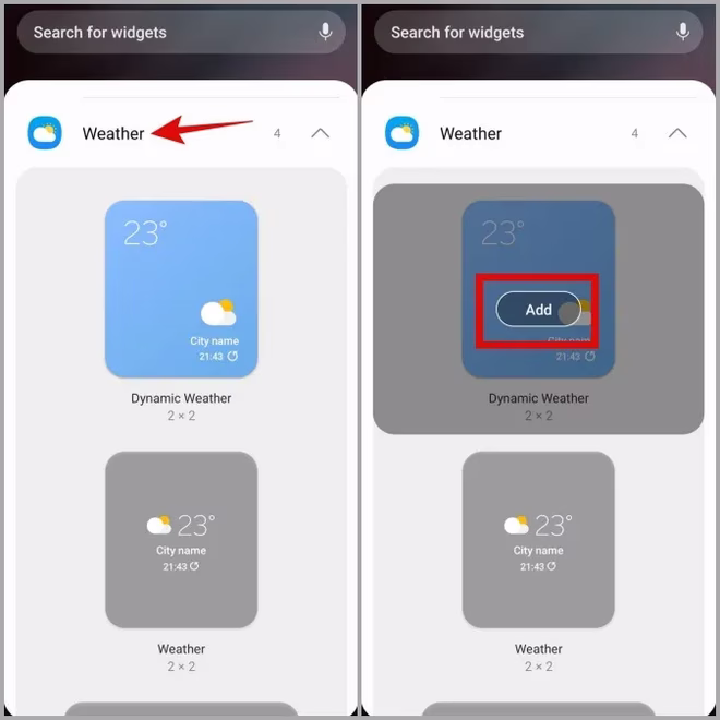 Legge til vær-widget på Samsung Galaxy Phone