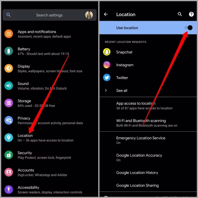 Aktiver plassering på Android
