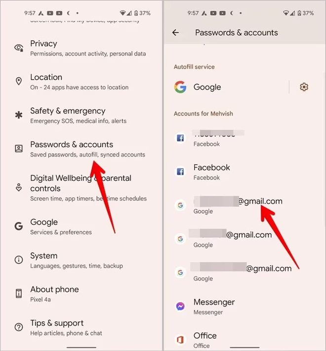 Kontakter Android-konti