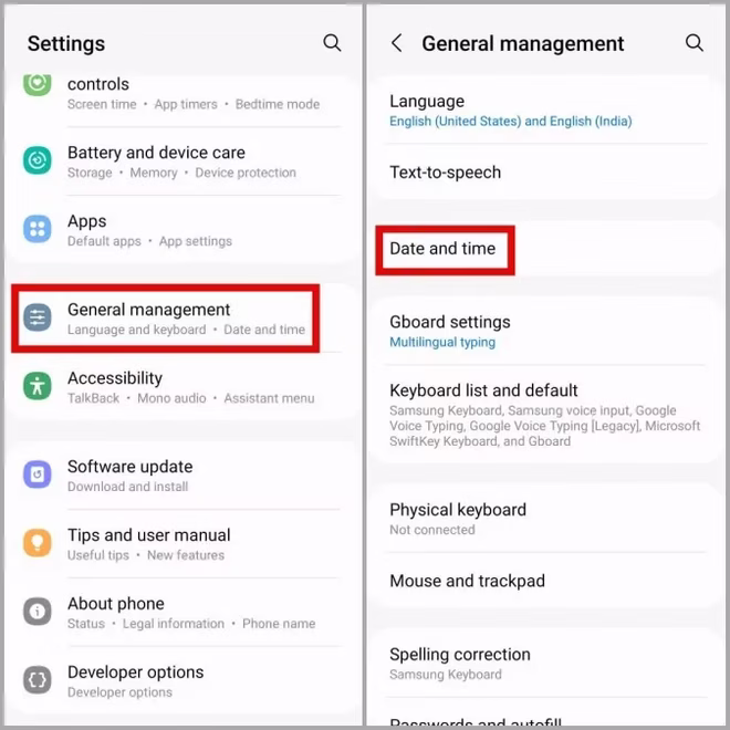 Ustawienia daty i godziny na telefonie Samsung Galaxy