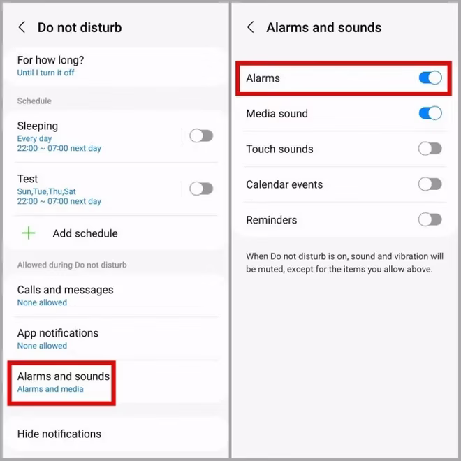 Zezwalanie na alarmy w trybie DND na telefonie Samsung
