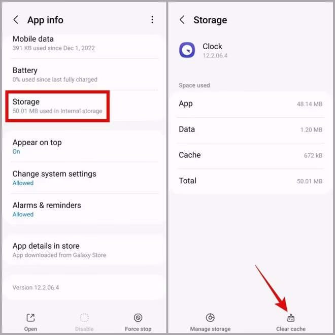 Wyczyść pamięć podręczną aplikacji Zegar na telefonie Samsung