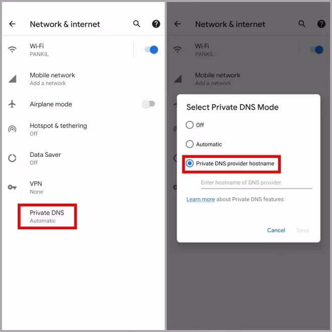Prywatny DNS na Androidzie