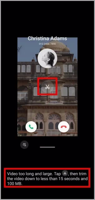 Przycinanie wideo w tle rozmowy na telefonie Samsung