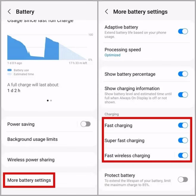 Deaktiver hurtiglading på Samsung-telefonen