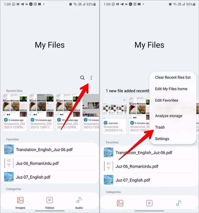 Samsung Filer Papirkurv