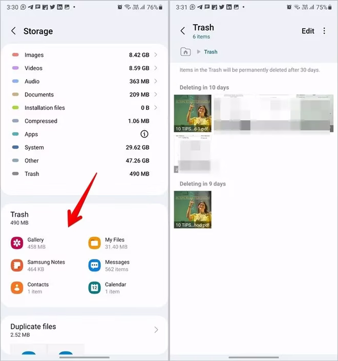 Samsung Storage Trash