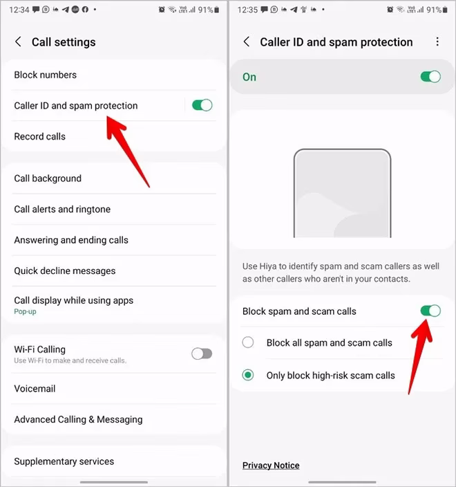 Samsung Odblokuj połączenia spamowe