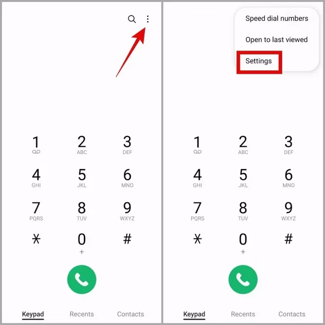 Innstillinger for telefonapp på Android