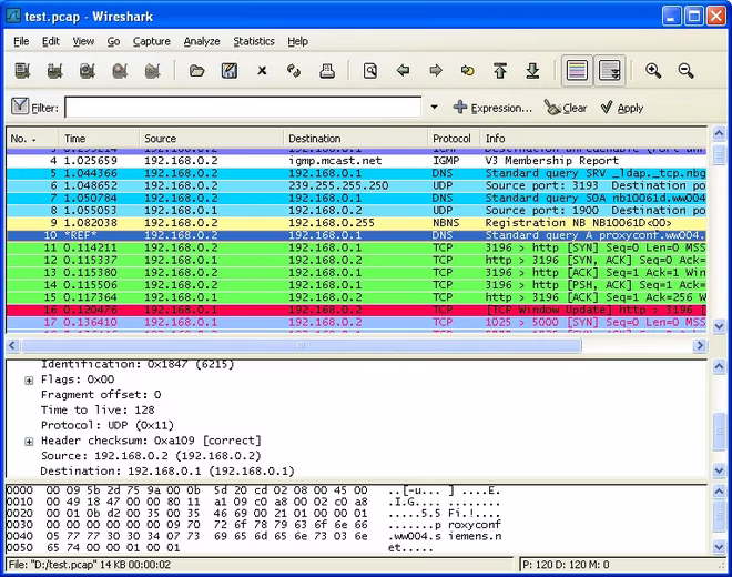 skjermbilde av wireshark desktop-app