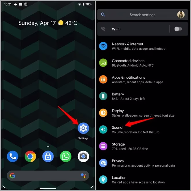 Ustawienia dźwięku na Android