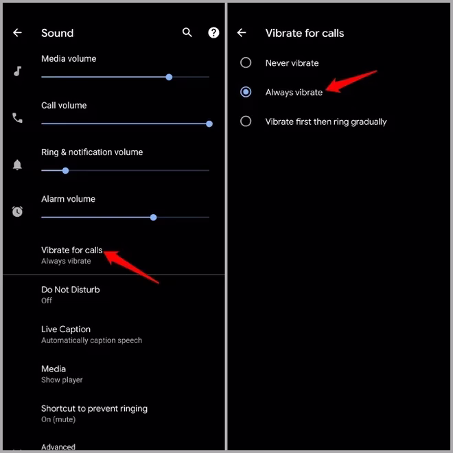 Włączanie wibracji dla połączeń na Androidzie