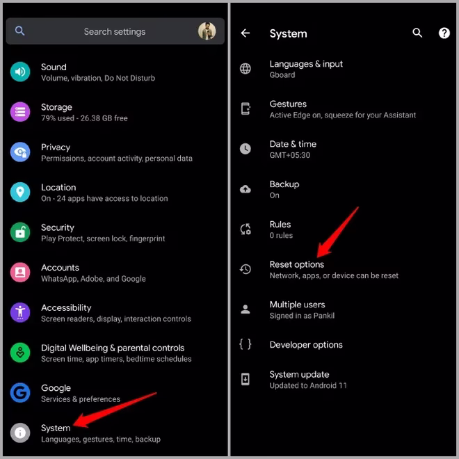 Resetowanie opcji na Androidzie