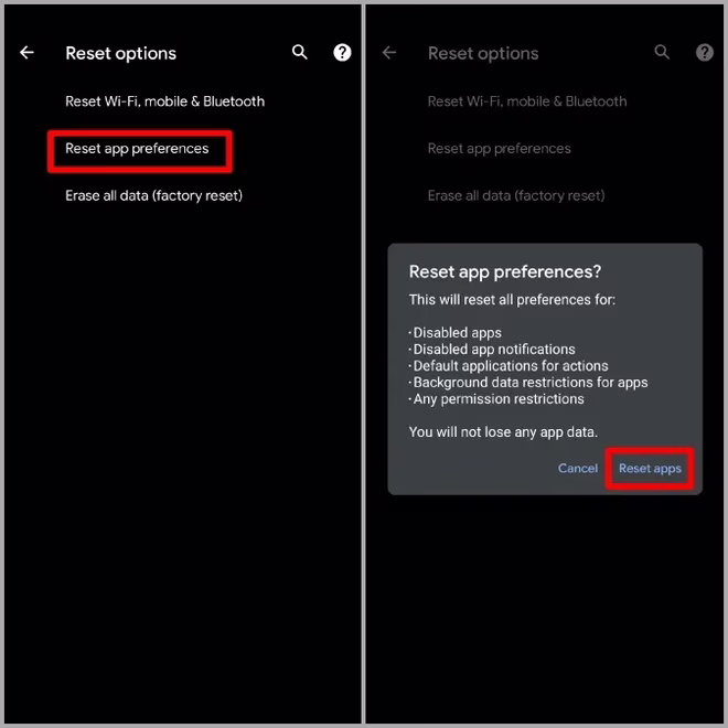 Resetowanie preferencji aplikacji na Androidzie