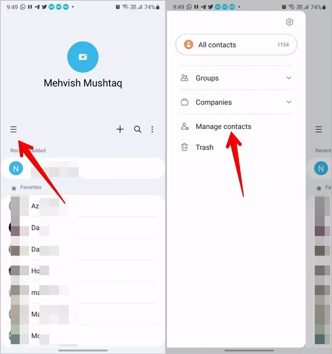 Kontakter Samsung Administrer
