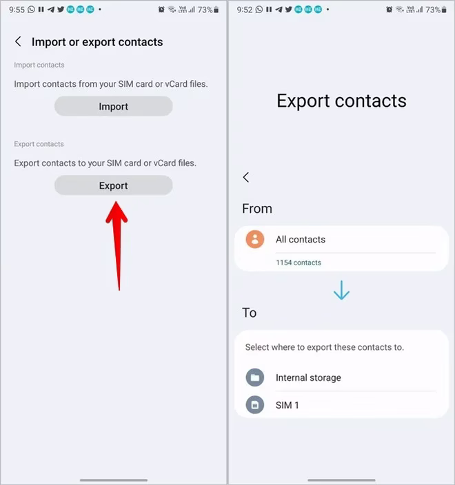 Kontakter Samsung Eksport