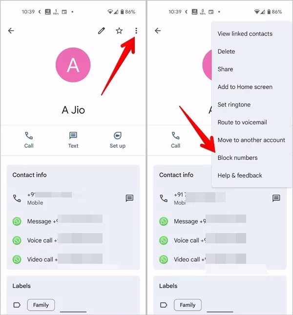 Blokowanie numeru telefonu Android