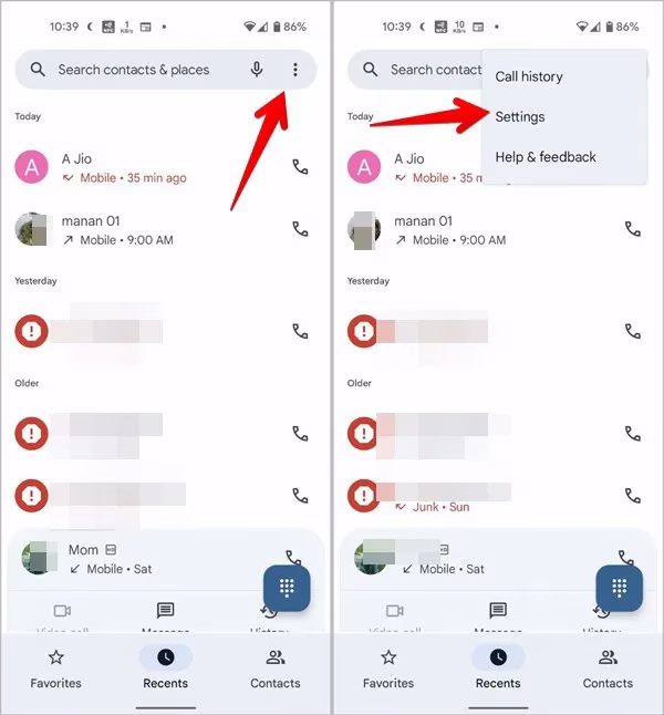 Numer blokady Ustawienia aplikacji telefonu Android