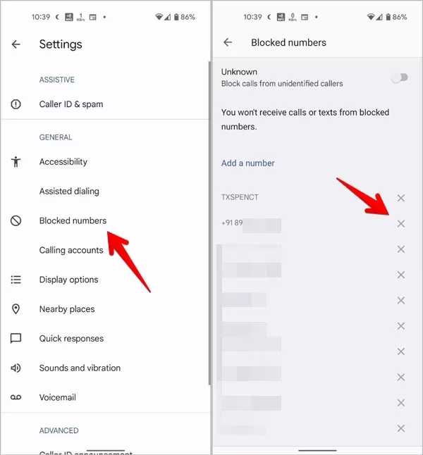 Numer blokady Odblokuj Android