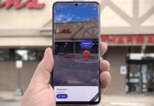 휴대 전화의 카메라를 증강 현실 뷰 파인더로 사용하여 Google지도에서 장소를 찾는 방법